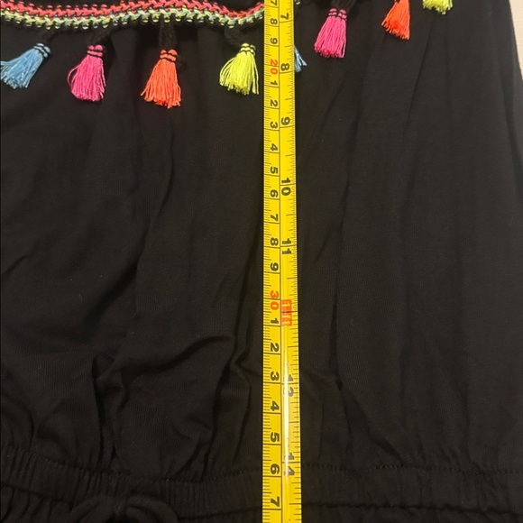 7th RAY Black multi Tassel Romper off shoulder SZ XL w/pockets vacay resort NWT - Picture 8 of 13